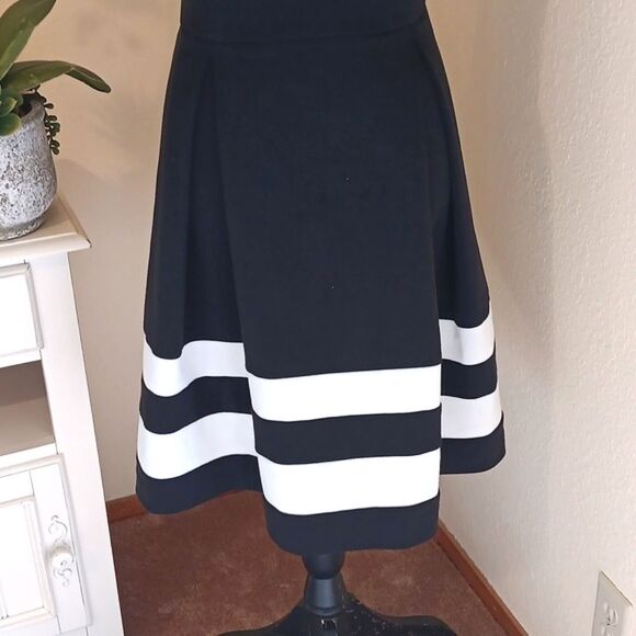 Calvin Klein Black and White A-Line Midi Dress - Picture 4 of 16